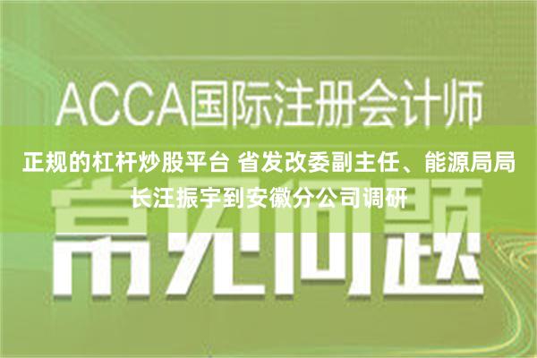 正规的杠杆炒股平台 省发改委副主任、能源局局长汪振宇到安徽分公司调研