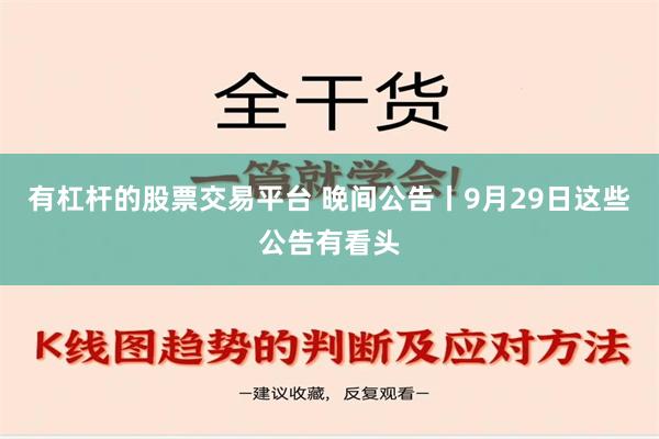 有杠杆的股票交易平台 晚间公告丨9月29日这些公告有看头