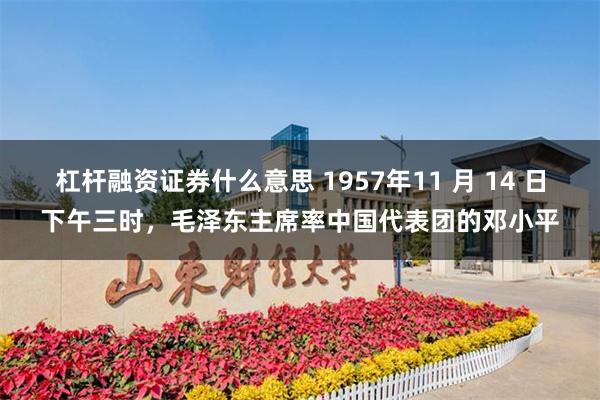 杠杆融资证券什么意思 1957年11 月 14 日下午三时，毛泽东主席率中国代表团的邓小平